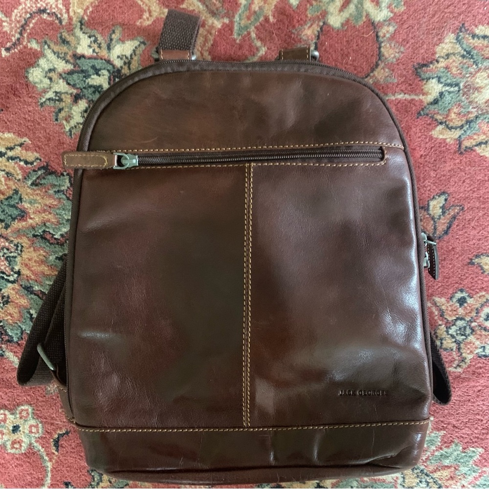 Jack Georges, The Voyager, Brown Leather Backpack, lightly used